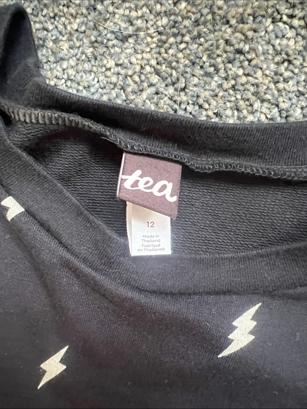 Tea Collection Black Crewneck Sweatshirt with White Lightning Bolts - Picture 2 of 5